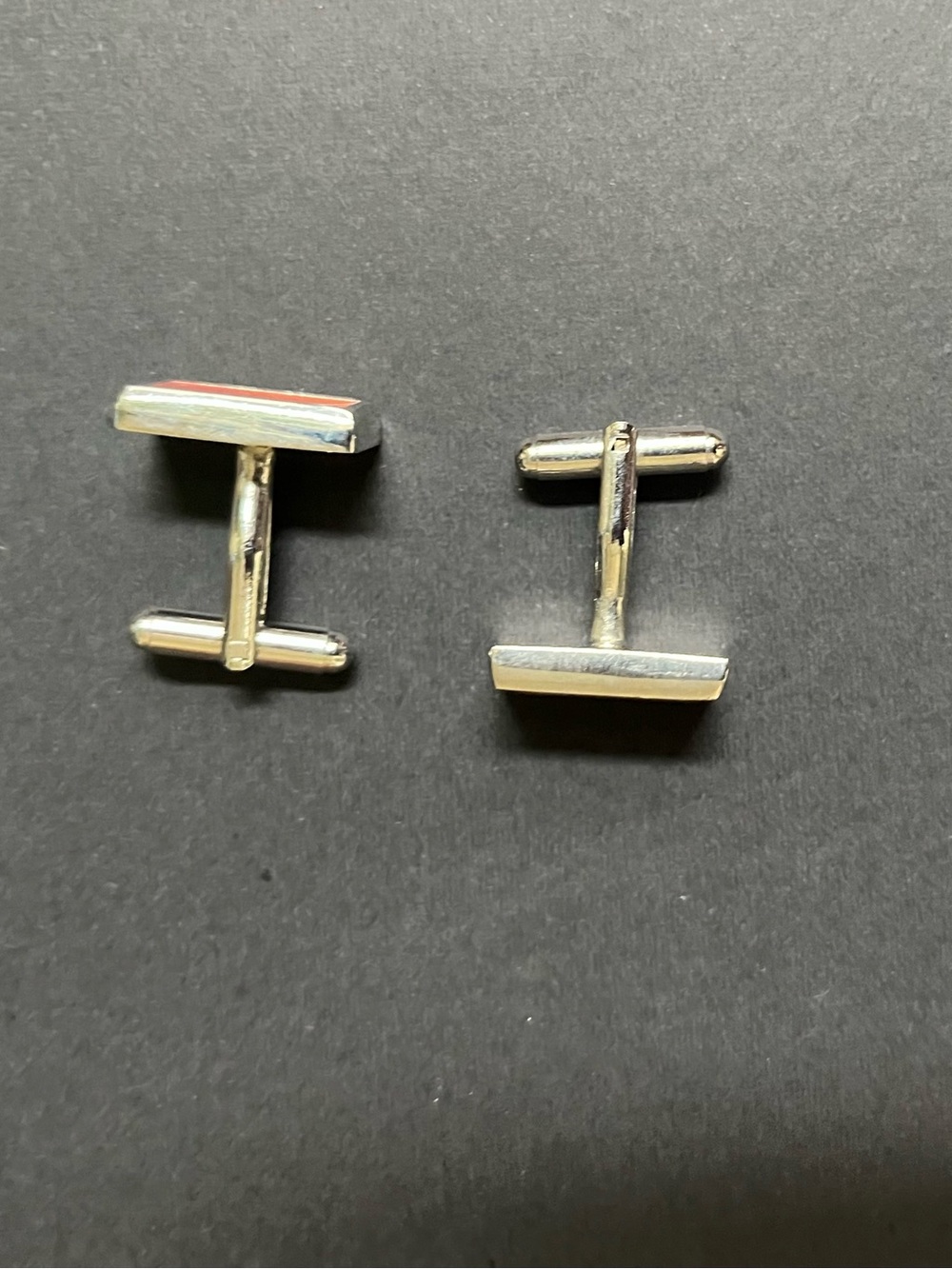 Coral-Orange Rectangular Cufflinks - Picture 2 of 4